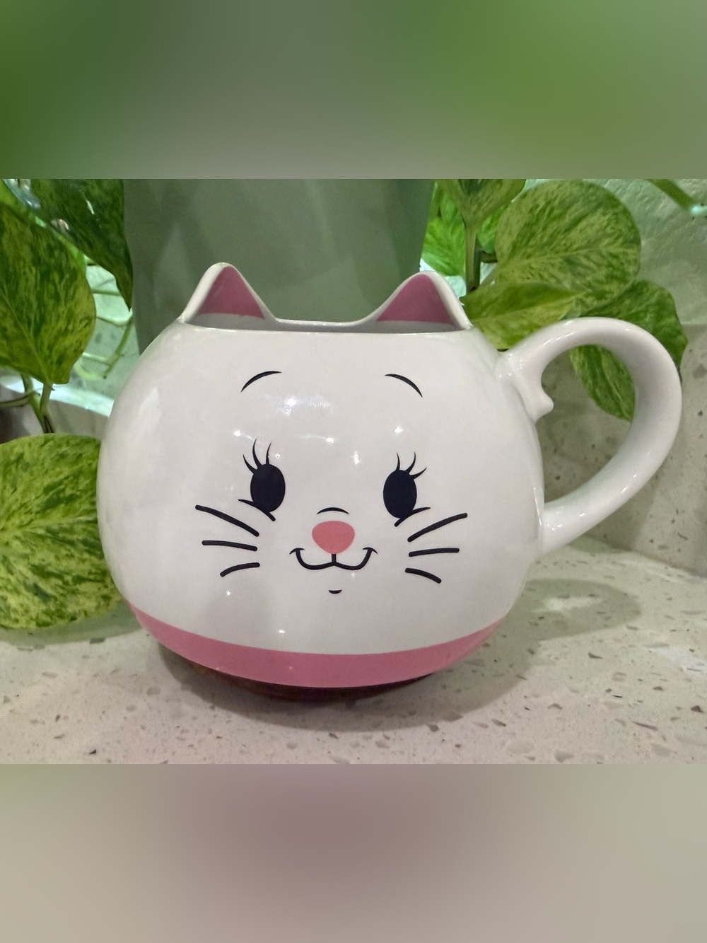 Disney White and Pink Cat Face Mug